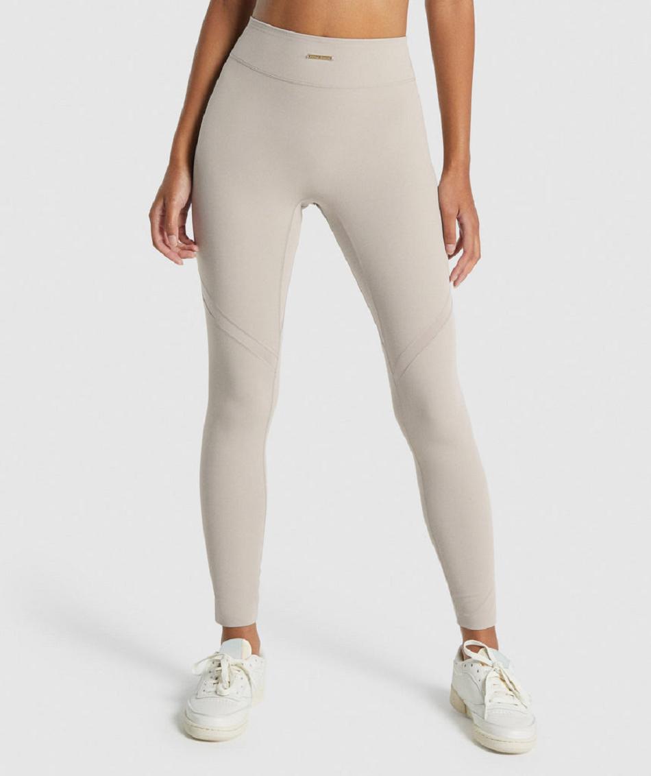 Legginsy Damskie Gymshark Whitney Mesh Białe | PL 2302PJJ